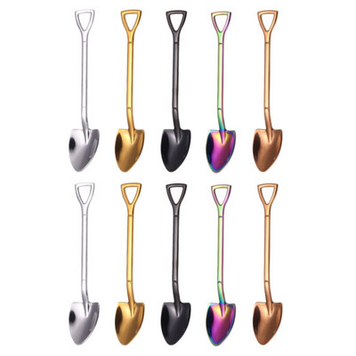 10 vnt Creative Shovel šakutės šaukštas 304 nerūdijančio plieno šakutė ledų desertas kavos šaukštas vaisių šakutė arbatinis šaukštelis maišymo šaukštas