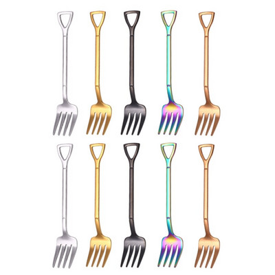 10 vnt Creative Shovel šakutės šaukštas 304 nerūdijančio plieno šakutė ledų desertas kavos šaukštas vaisių šakutė arbatinis šaukštelis maišymo šaukštas