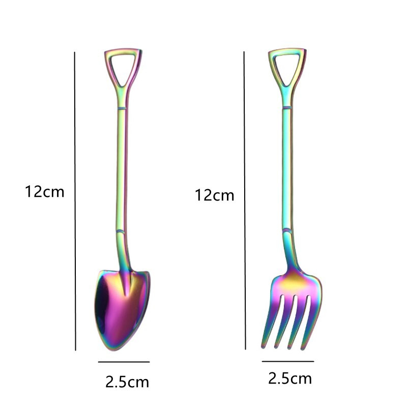 10 vnt Creative Shovel šakutės šaukštas 304 nerūdijančio plieno šakutė ledų desertas kavos šaukštas vaisių šakutė arbatinis šaukštelis maišymo šaukštas