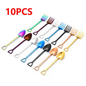 10 vnt Creative Shovel šakutės šaukštas 304 nerūdijančio plieno šakutė ledų desertas kavos šaukštas vaisių šakutė arbatinis šaukštelis maišymo šaukštas