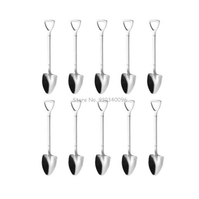10 vnt Creative Shovel šakutės šaukštas 304 nerūdijančio plieno šakutė ledų desertas kavos šaukštas vaisių šakutė arbatinis šaukštelis maišymo šaukštas