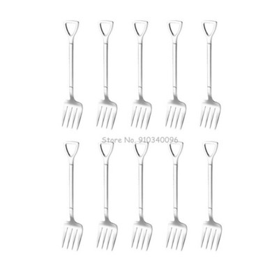 10 vnt Creative Shovel šakutės šaukštas 304 nerūdijančio plieno šakutė ledų desertas kavos šaukštas vaisių šakutė arbatinis šaukštelis maišymo šaukštas