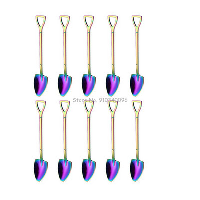 10 vnt Creative Shovel šakutės šaukštas 304 nerūdijančio plieno šakutė ledų desertas kavos šaukštas vaisių šakutė arbatinis šaukštelis maišymo šaukštas
