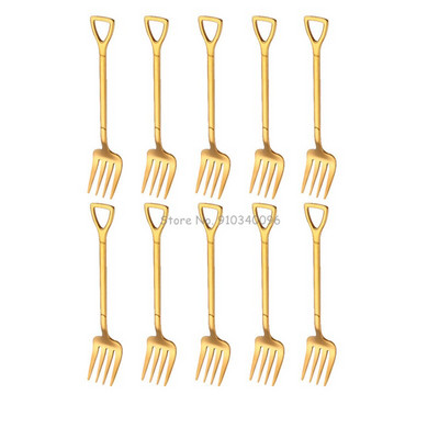 10 vnt Creative Shovel šakutės šaukštas 304 nerūdijančio plieno šakutė ledų desertas kavos šaukštas vaisių šakutė arbatinis šaukštelis maišymo šaukštas