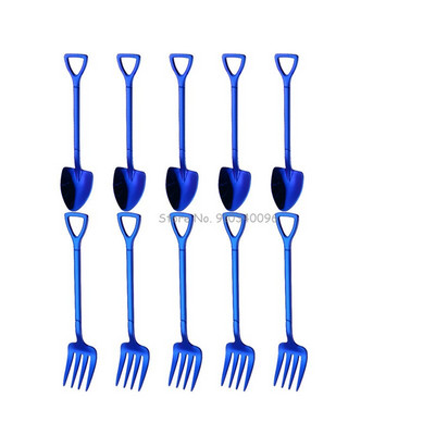 10 vnt Creative Shovel šakutės šaukštas 304 nerūdijančio plieno šakutė ledų desertas kavos šaukštas vaisių šakutė arbatinis šaukštelis maišymo šaukštas