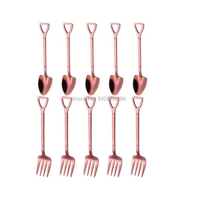 10 vnt Creative Shovel šakutės šaukštas 304 nerūdijančio plieno šakutė ledų desertas kavos šaukštas vaisių šakutė arbatinis šaukštelis maišymo šaukštas