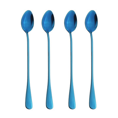 4 vnt. Juodi ilgakočiai arbatos šaukšteliai sulčių maišymo stalo įrankiai nerūdijančio plieno kavos šaukštas geriamasis stalo reikmenys virtuvės pristatymas