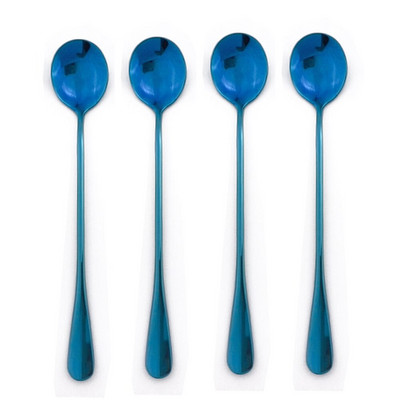 4 vnt. Juodi ilgakočiai arbatos šaukšteliai sulčių maišymo stalo įrankiai nerūdijančio plieno kavos šaukštas geriamasis stalo reikmenys virtuvės pristatymas