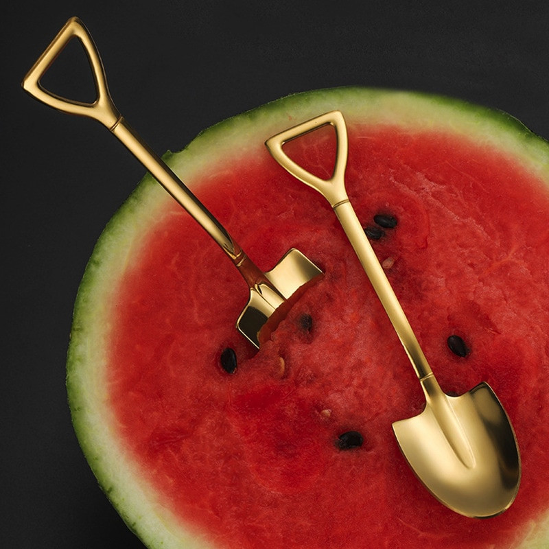 9 vnt. Kastuvas Šaukštas Šakutė Kastuvas Kavos Šaukštas Kastuvas Rankena Desertinis Šaukštas Ledų Šaukštas Kastuvo formos Šakutė Vaisių Šakutė Auksinė