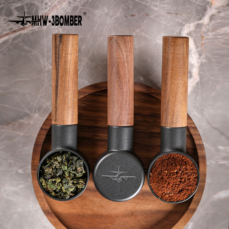 MIO Лъжичка за кафе Мерителна лъжичка за еспресо 8g Неръждаема стомана и масивно дърво Инструменти за бариста Аксесоари Лъжица за лате капучино