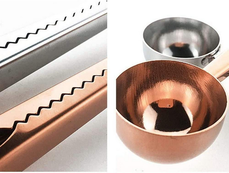 Лъжица за кафе Уплътнителна скоба Кухненски златни аксесоари Две в едно Поставка от неръждаема стомана Cafe Expresso Cucharilla Декорация