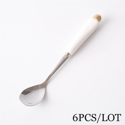 6 бр./лот Европейски костен Китай Комплект лъжици за кафе от неръждаема стомана Чаена лъжица за разбъркване Мед Десерт Лопатка за сладолед Сервии 14,6*2,6 см