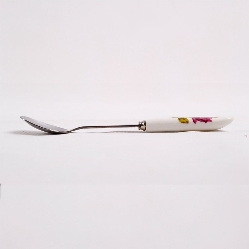 6 бр./лот Европейски костен Китай Комплект лъжици за кафе от неръждаема стомана Чаена лъжица за разбъркване Мед Десерт Лопатка за сладолед Сервии 14,6*2,6 см