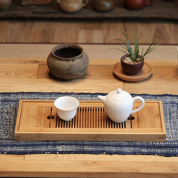 Вкусна бамбукова китайска/японска масичка за чай Gongfu Поднос за сервиране Кутия Резервоар Тип дренаж за чайна Консумативи за домашен офис