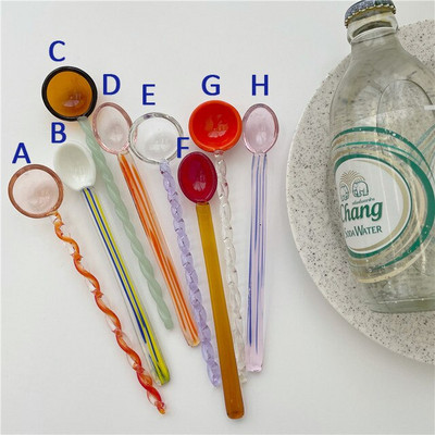 Кристални бонбони Десертна лъжица Спирала от витражи Лъжица за кафе Лъжица за разбъркване на мляко Прекрасен Ins Style