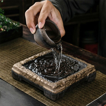 Позлатена ретро керамична табла за чай Dry Soak Tray Основа за японски чайник Съхранение на вода Тип Малка маса за чай Кунг-фу Чаен комплект Чаена маса