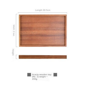 Дървен поднос Поднос за чай Правоъгълна чиния за кафе Орех Органайзер от масивно дърво Хотелска чиния Печене на пица Пържола Квадратна чиния