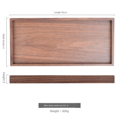 Дървен поднос Поднос за чай Правоъгълна чиния за кафе Орех Органайзер от масивно дърво Хотелска чиния Печене на пица Пържола Квадратна чиния