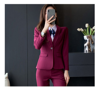 Elegantiškas moteriškas kostiumas – švarkas, kelnės ir sijonas