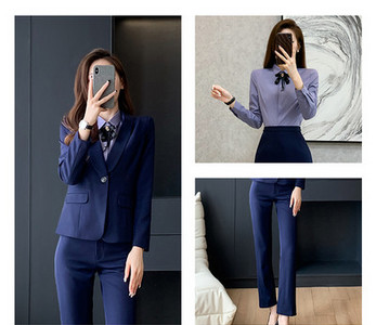 Elegantiškas moteriškas kostiumas – švarkas, kelnės ir sijonas