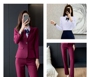 Elegantiškas moteriškas kostiumas – švarkas, kelnės ir sijonas