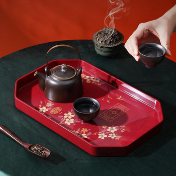 за кухненска маса Поднос за сервиране Поднос за чай в китайски стил Меламинова табла за сервиране на чай Миещ се модел на цветя
