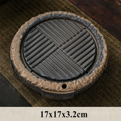 Tavă de ceai din ceramică retro aurita Tavă de înmuiere uscată Baza de ceainic japonez Tip de stocare a apei Masă mică de ceai Set de ceai Kung Fu Masă de ceai