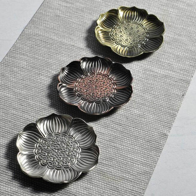 10 vnt Lotoso lapų gėlės formos metalinis arbatos puodelio padėklas Oolong arbatos padėklas Žaliosios arbatos puodelio kilimėlis izoliacinės plokštės padėklas