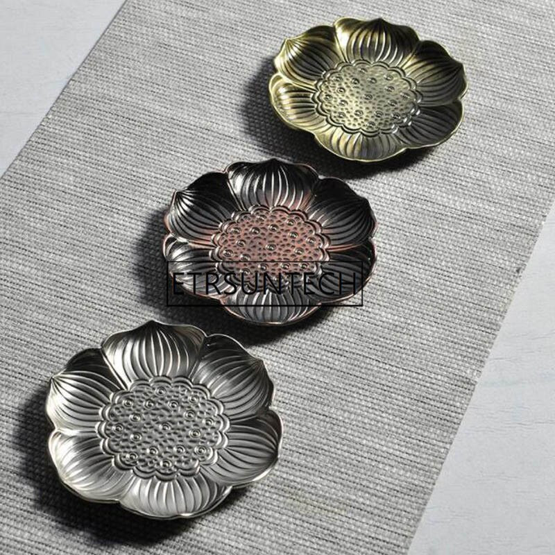 10 vnt Lotoso lapų gėlės formos metalinis arbatos puodelio padėklas Oolong arbatos padėklas Žaliosios arbatos puodelio kilimėlis izoliacinės plokštės padėklas