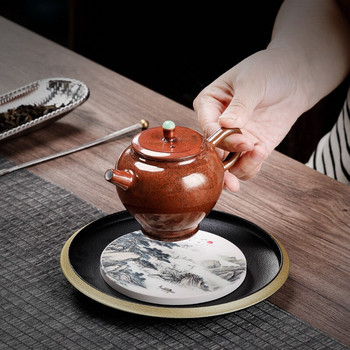Sippy Cup Cheng Домакинска чинийка Лека луксозна кунг-фу чайник от висок клас Чиния за съхранение Проста табла за сервиране Маса Керамична табла за чай