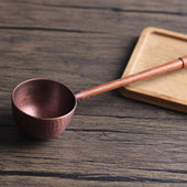 Lingurita de cafea din cupru roșu pur, mâner din lemn, accesorii pentru copt, bartendin, lingură de măsurare, instrumente pentru ceașcă de boabe de cafea