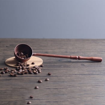 Лъжица за кафе от чиста червена мед Дървена дръжка Кухненски консумативи за печене Бартендин Мерителна лъжица Чаша за кафе на зърна Инструменти