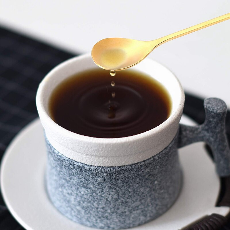 Lyžičky na miešanie zmrzliny a čaju, retro dezertné lyžičky na demitasse, espresso lyžičky, príbory, kuchynský riad, 1 sada 8 kusov