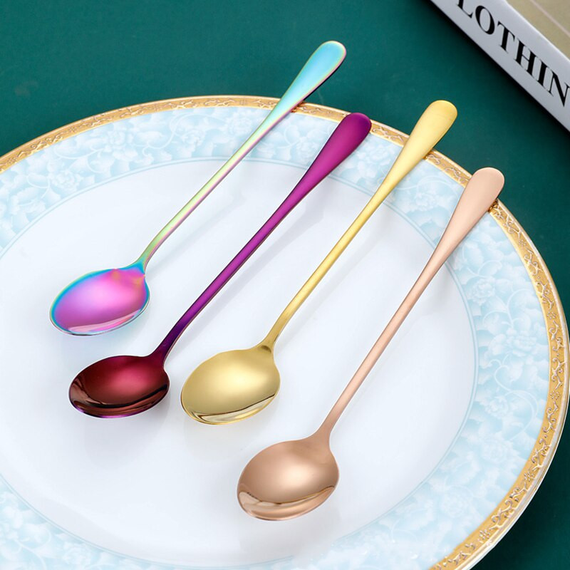 6 vnt. nerūdijančio plieno kavos šaukštelis Cafe Colher mažų mini šaukštų rinkinys auksinis ilgas maišytuvas kaušelis maišymo maišyklės lazdelės Priedai