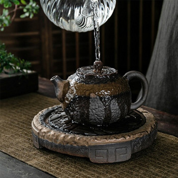 Позлатена ретро керамична табла за чай Dry Soak Tray Основа за японски чайник Съхранение на вода Тип Малка маса за чай Кунг-фу Чаен комплект Чаена маса