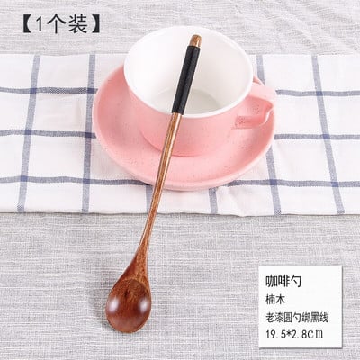 Винтидж японски дървени лъжици за лъжици с дълга дръжка Дипер Буркан за мед Лъжица за разбъркване Мляко Кафе Сок Бъркалка Дървена лъжица