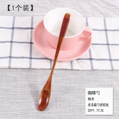 Винтидж японски дървени лъжици за лъжици с дълга дръжка Дипер Буркан за мед Лъжица за разбъркване Мляко Кафе Сок Бъркалка Дървена лъжица