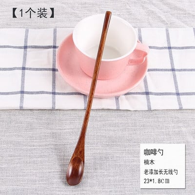 Винтидж японски дървени лъжици за лъжици с дълга дръжка Дипер Буркан за мед Лъжица за разбъркване Мляко Кафе Сок Бъркалка Дървена лъжица