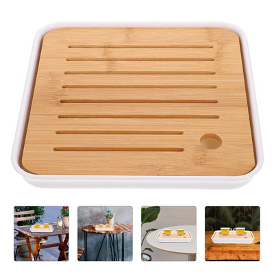 Arbatos indų laikymo lėkštės arbatos puodelio padėklas Bambuko arbatos puodelių laikiklis Arbatos indų laikymo padėklas