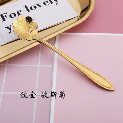 10 vnt. Nauji širdies gėlių vyšnių saulėgrąžų kavos kaušeliai iš nerūdijančio plieno graviruoti kavos šaukšteliai vakarėliams, vaikams, moterims, dovanoms