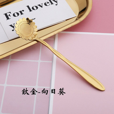 10 vnt. Nauji širdies gėlių vyšnių saulėgrąžų kavos kaušeliai iš nerūdijančio plieno graviruoti kavos šaukšteliai vakarėliams, vaikams, moterims, dovanoms