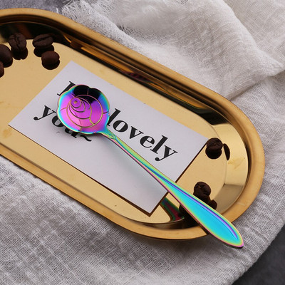 10 vnt. Nauji širdies gėlių vyšnių saulėgrąžų kavos kaušeliai iš nerūdijančio plieno graviruoti kavos šaukšteliai vakarėliams, vaikams, moterims, dovanoms