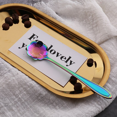 10 vnt. Nauji širdies gėlių vyšnių saulėgrąžų kavos kaušeliai iš nerūdijančio plieno graviruoti kavos šaukšteliai vakarėliams, vaikams, moterims, dovanoms