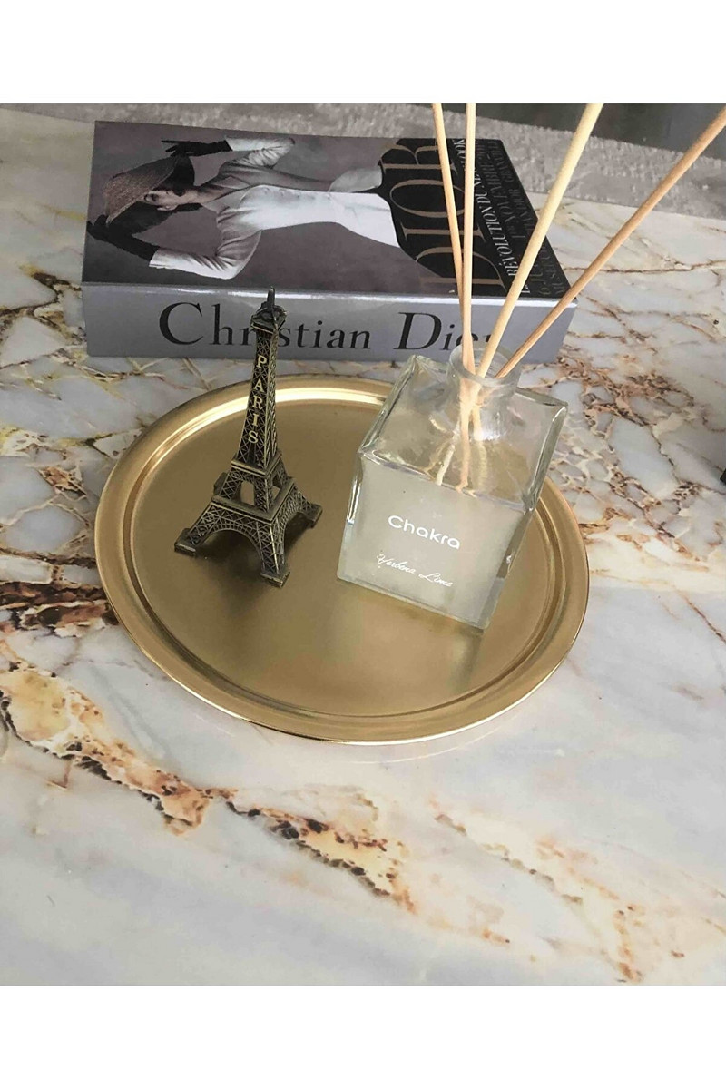 1 részes rozsdamentes acél kerek, mintás fekete kiszerelés, dekoratív tálalótálca, tea, sütemény, kerek kávé arany kiszerelés