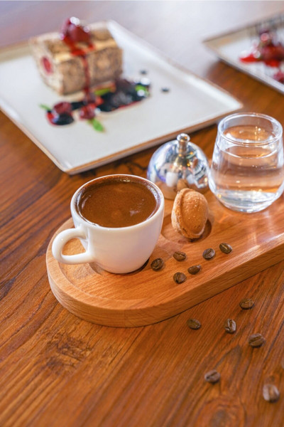 lemn cafea - ceai Prezentare - culoare naturala lemn tort mancare bucatarie tava depozitare organizator tava de servire decor casa