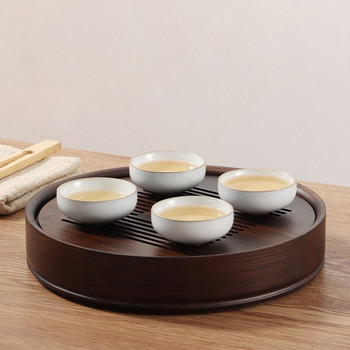 Kung Fu Tea Set Поднос за чай Бамбуков обикновен домакински китайски поднос за маса за чай Dry Bubble Tray Дренаж за съхранение на вода Поднос за чай