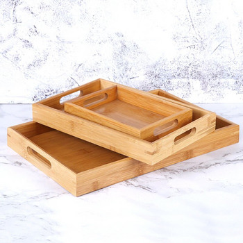 Бамбукова дървена правоъгълна табла за чай Подноси от масивно дърво Чаша Хотелска чиния за вечеря Кунг-фу Чаена маса Поднос Поднос за сервиране