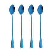 4бр. Сини прибори за разбъркване от неръждаема стомана Чаени лъжици с дълга дръжка Лъжица за кафе Лъжица за сок Кухненски прибори за пиене Drop Shipping