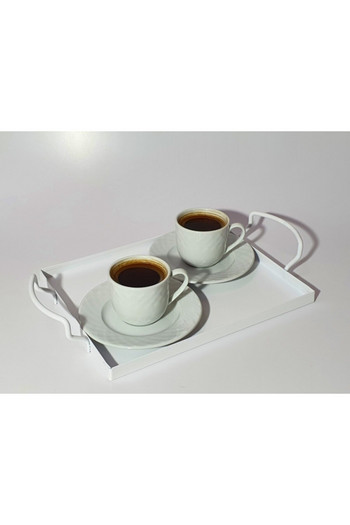 1 част от неръждаема стомана с широка дръжка за сервиране Декоративна табла за сервиране, чай, торта, кафе, правоъгълна сервировка от Турция