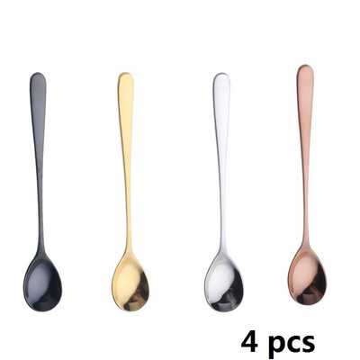 4-7 бр. Rainbow Teaspoon Rose Gold Лъжица с дълга дръжка Лъжици за кафе от неръждаема стомана Комплект чаени лъжички за смесване на плодове 8 инча 23 см